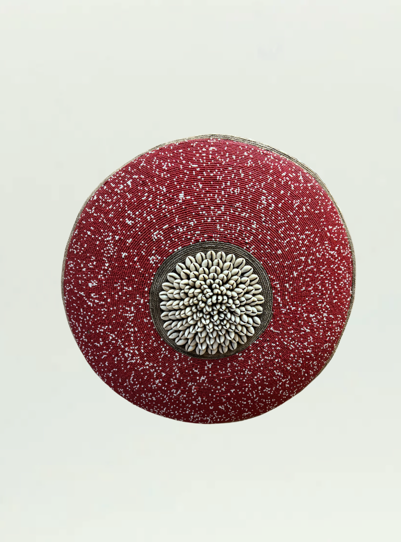Red and White Beaded Shield