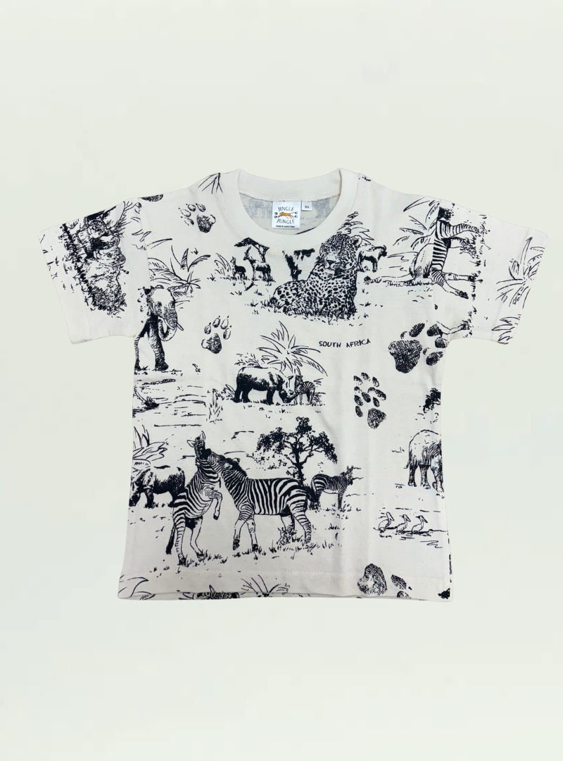 Kids Beige Wildlife T-shirt