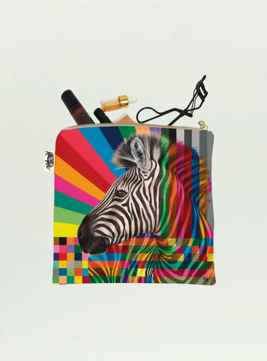 Zebra in Colour Small Zip Bag