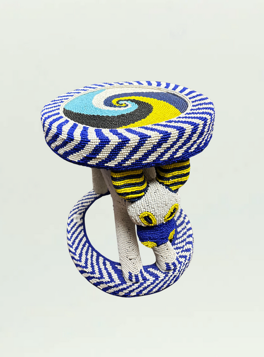 Beaded Blue Stool