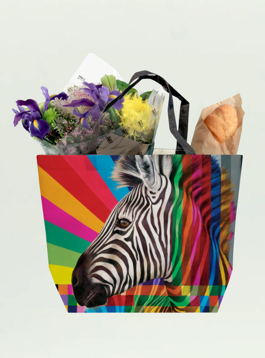 Zebra in Colour Recycled Shopper