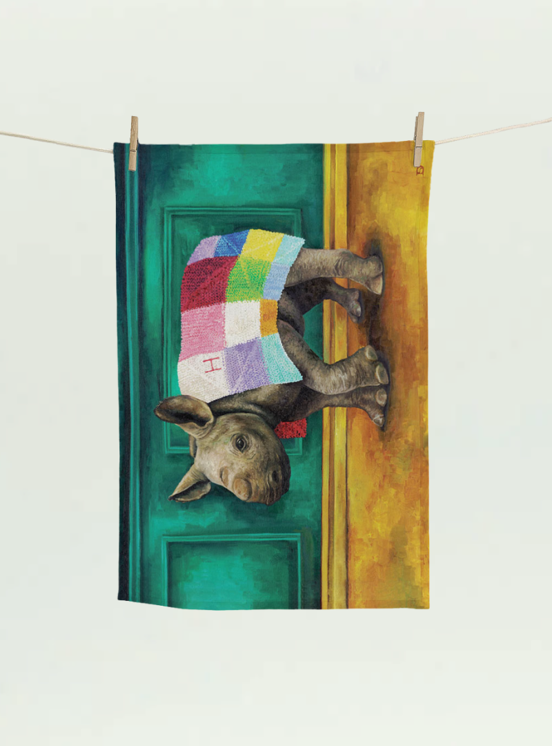 Rhino Warrior Tea Towel