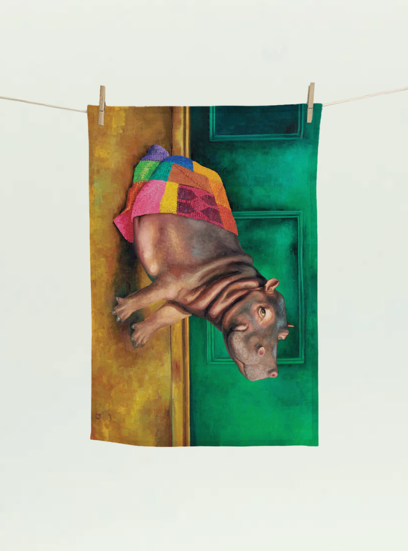Hippo Warrior Tea Towel