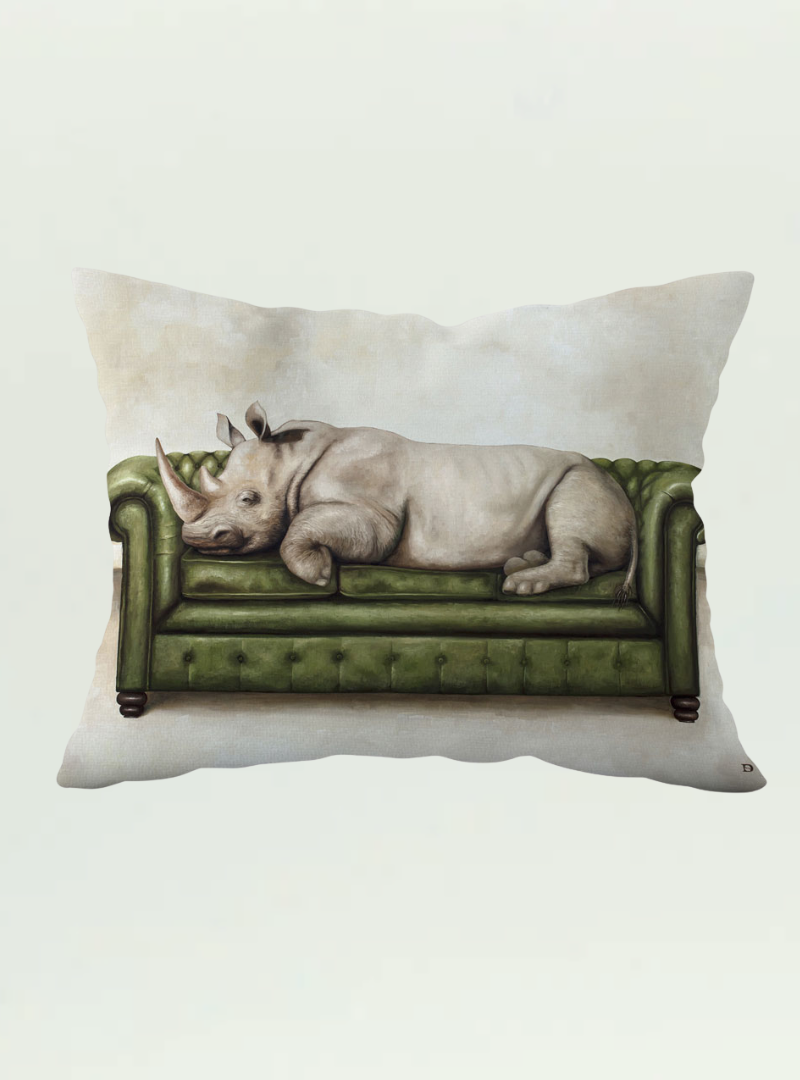Rhino at Leisure Pillow Cover