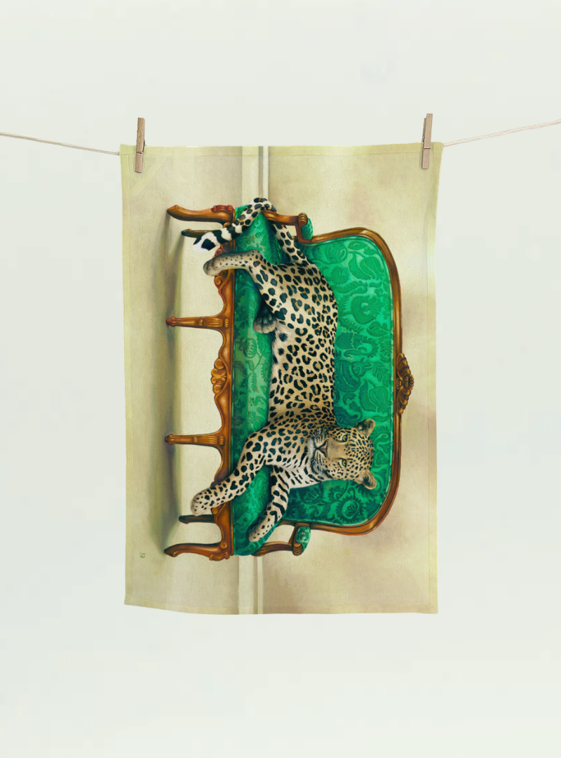 Leopard at Leisure Tea Towel