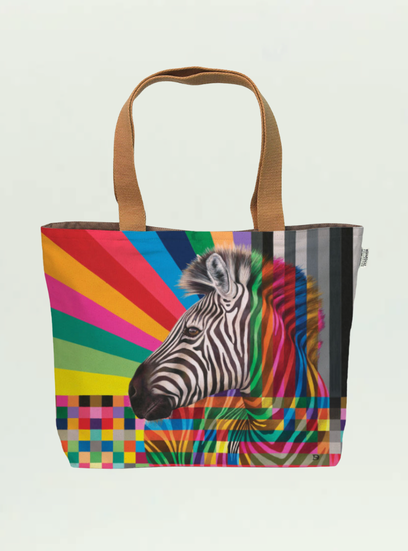 Zebra in Colour Canvas Bag