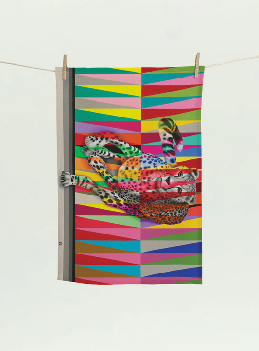 Cheetah in Colour Tea Towel