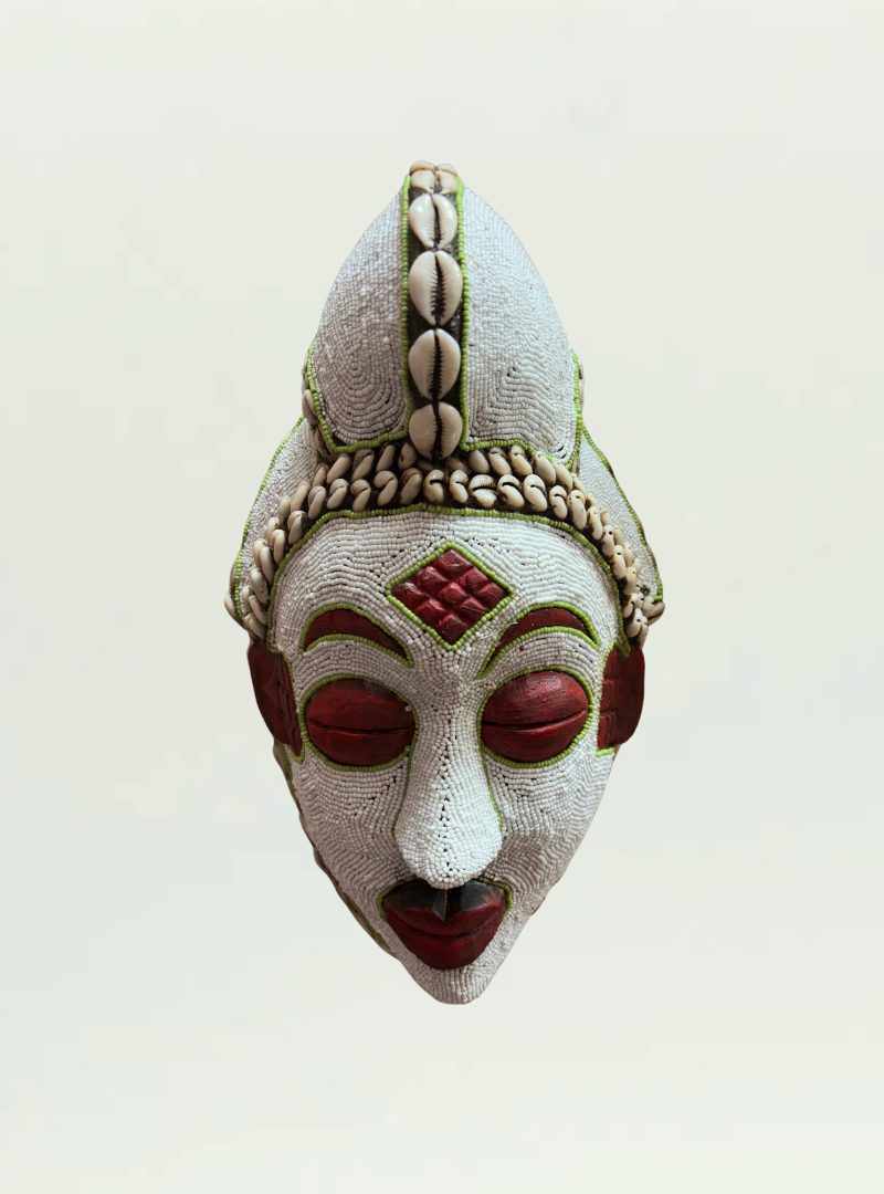 Punu Ceremonial Beaded Shell Mask