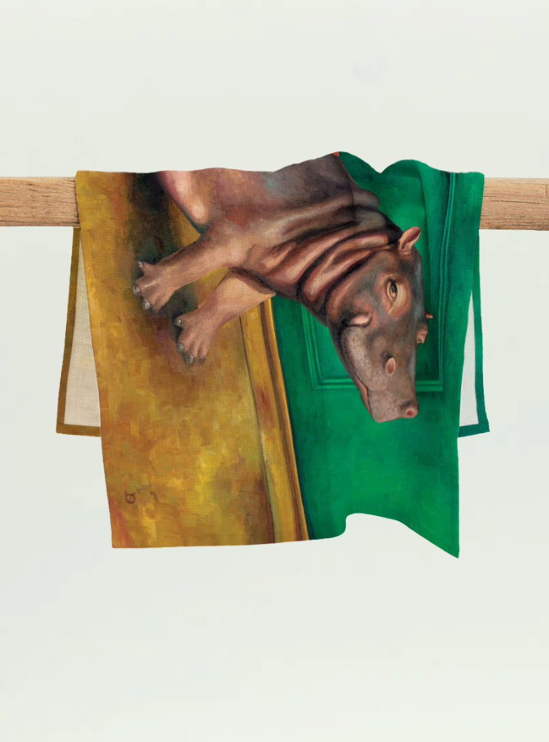 Hippo Warrior Tea Towel