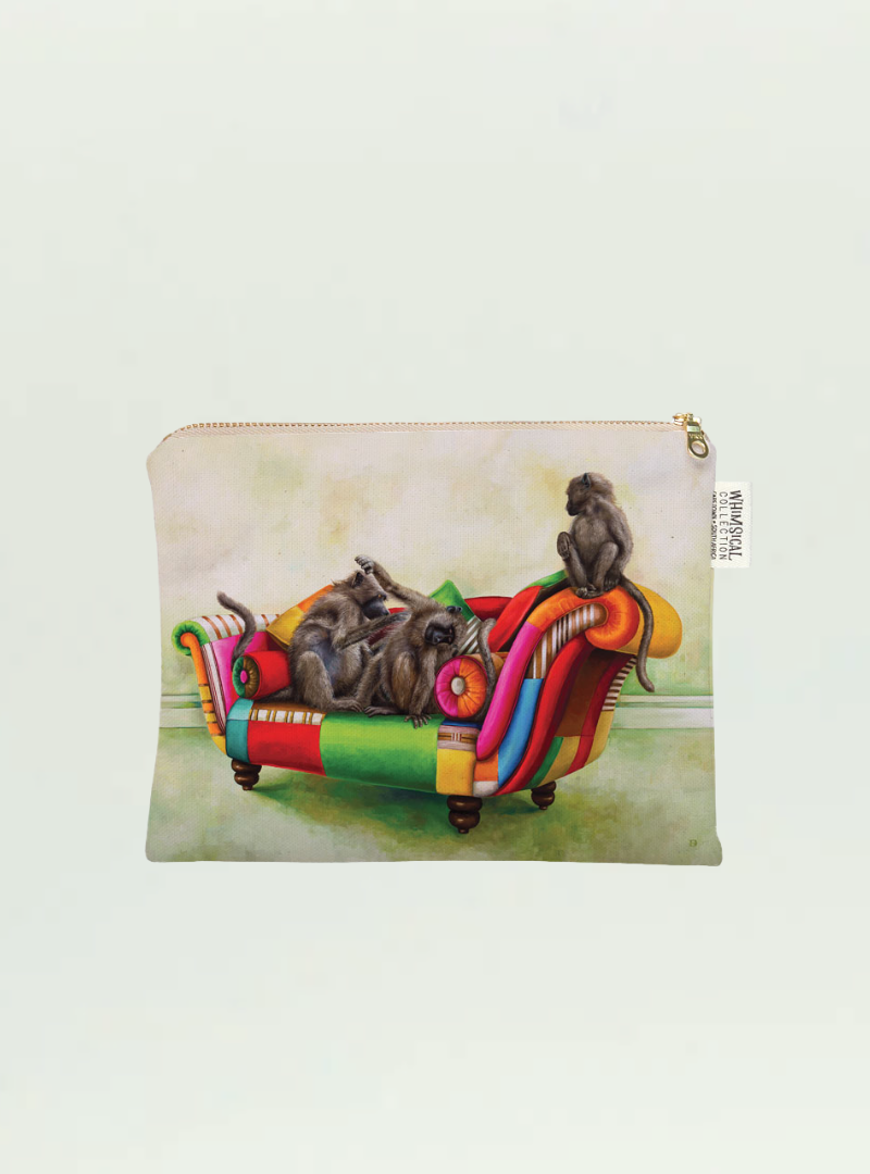 Baboons at Leisure Small Zip Bag