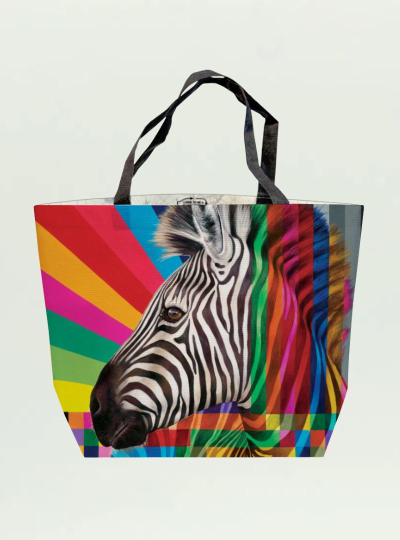 Zebra in Colour Recycled Shopper