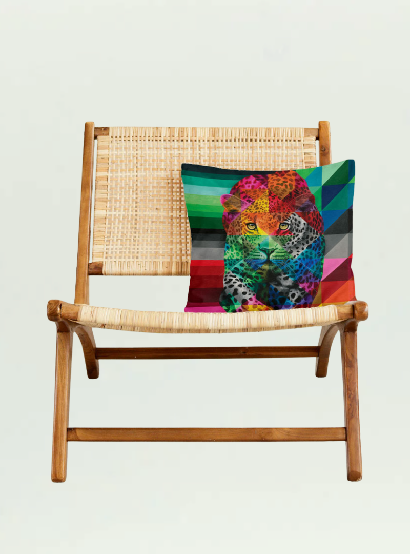 Leopard in Colour Pillow Cover