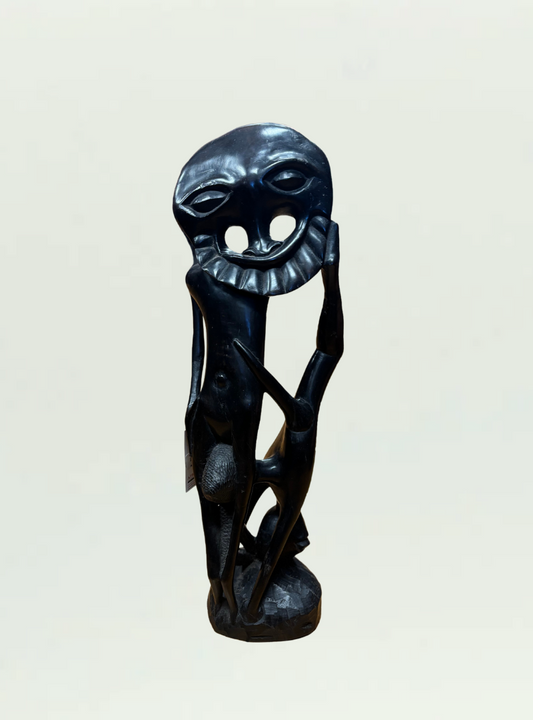 Abstract Dark Wood Face Figure