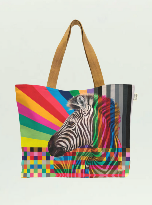 Zebra in Colour Canvas Bag
