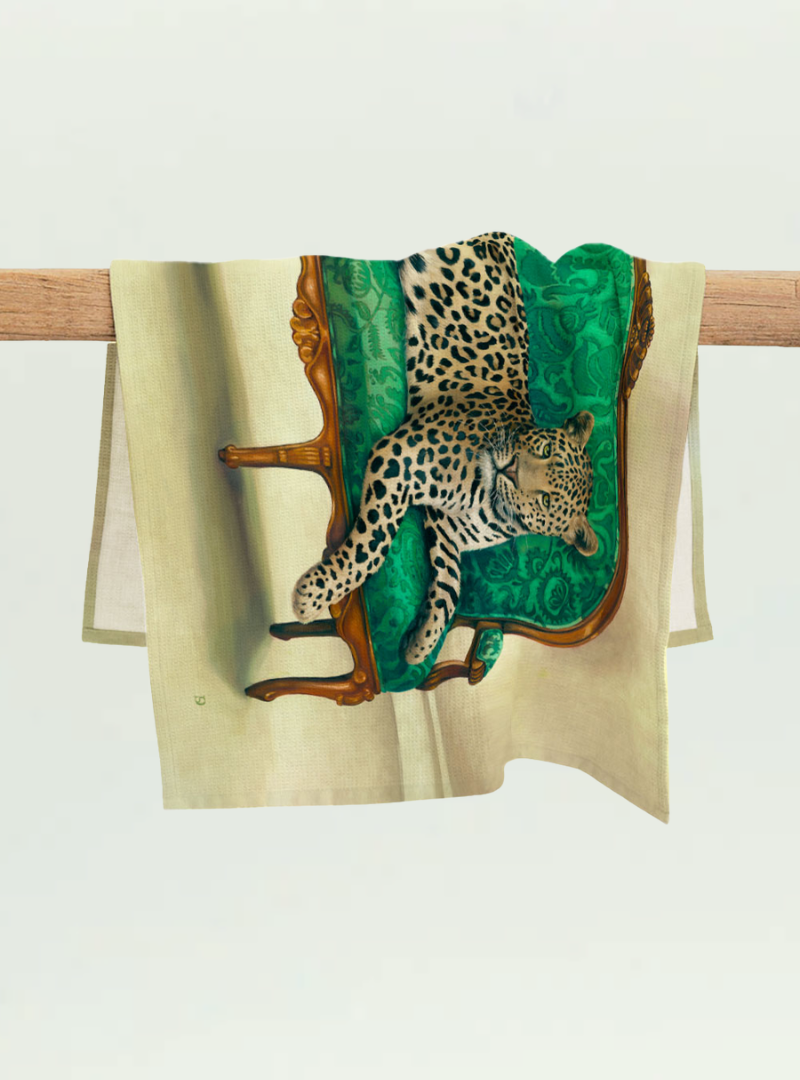 Leopard at Leisure Tea Towel