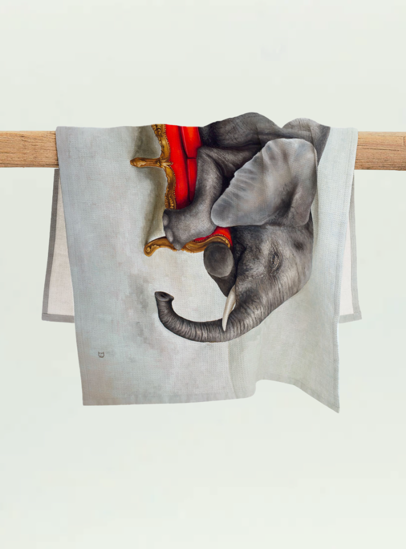 Elephant at Leisure Tea Towel