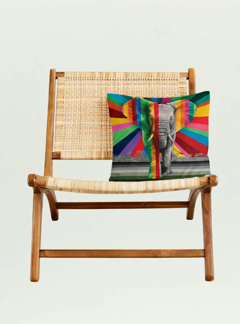Elephant in Colour Pillow Cover