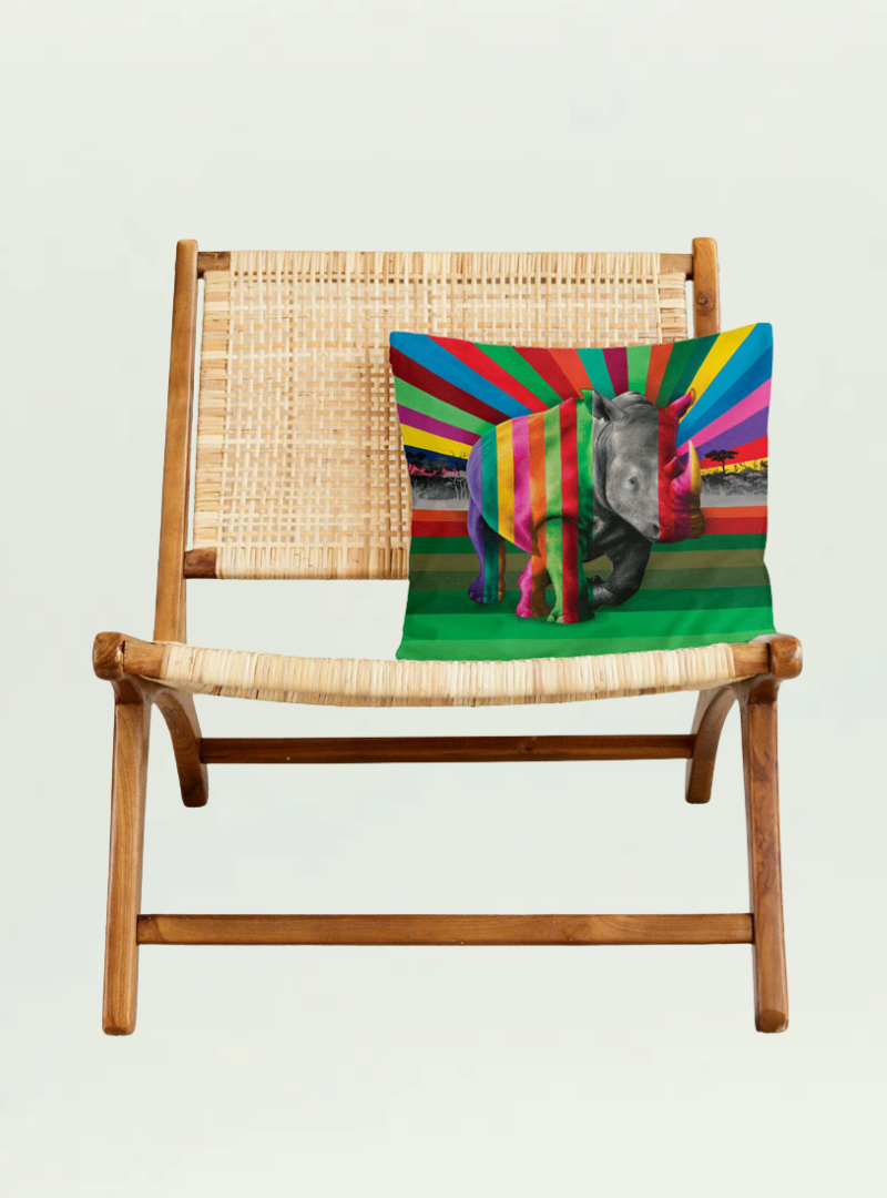 Rhino in Colour Pillow Cover