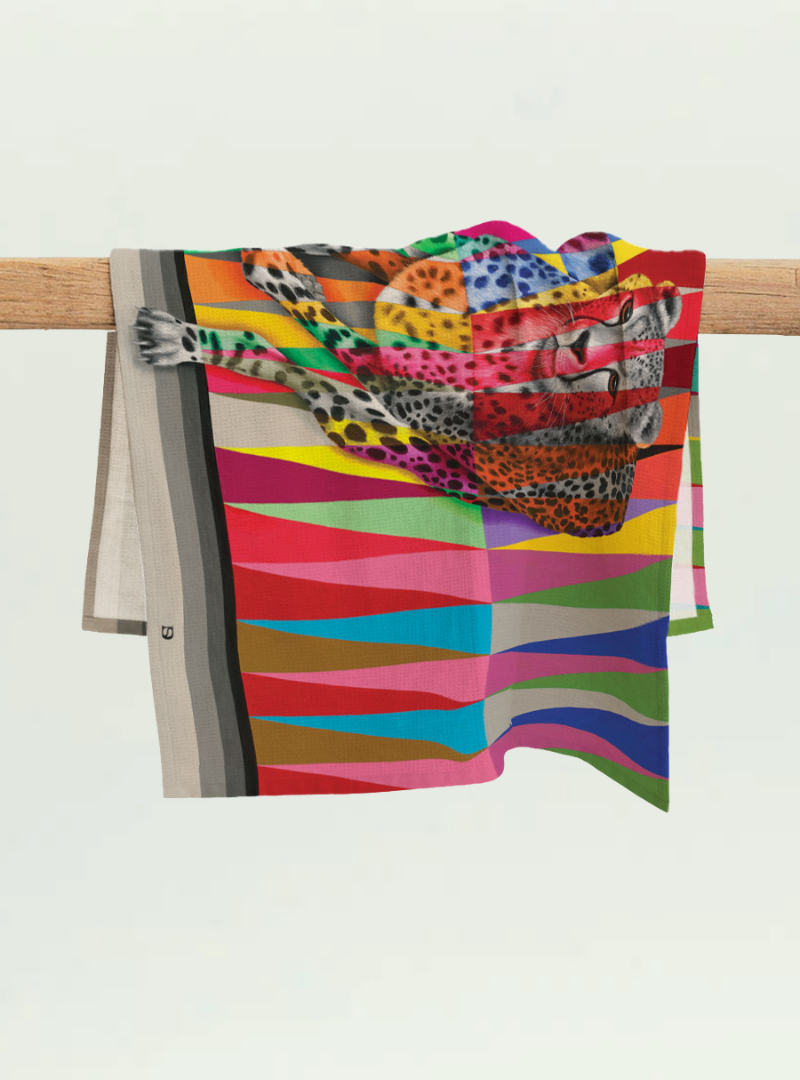 Cheetah in Colour Tea Towel