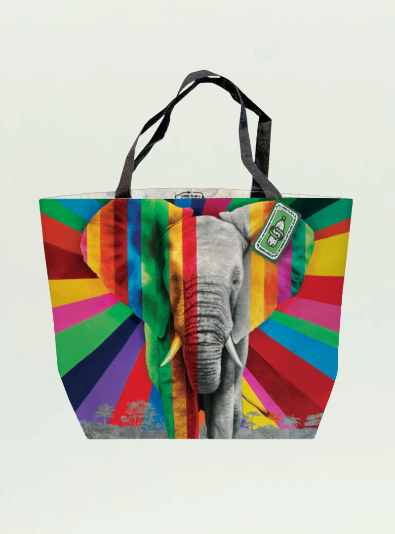Elephant in Colour Recycled Shopper
