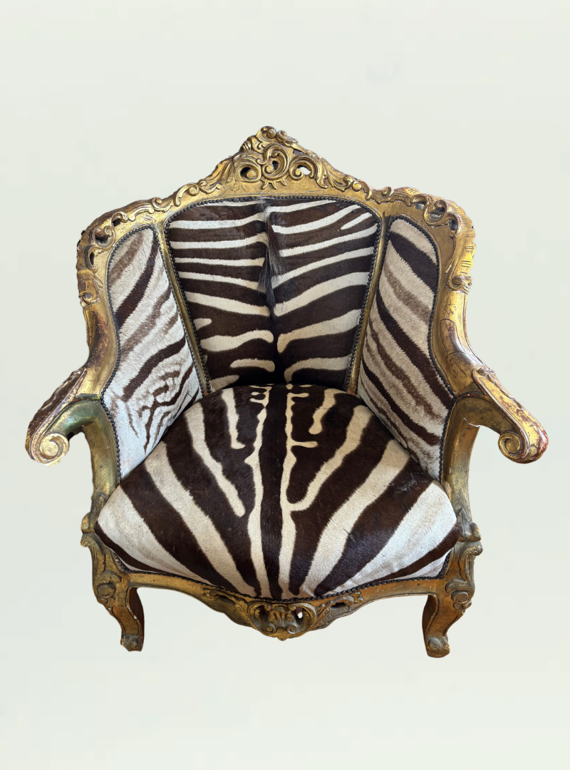 Zebra Skin Chair – African Trading Port - Main Image