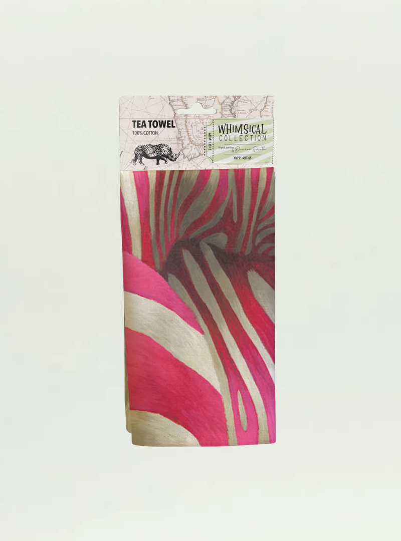 Pink Zebra Tea Towel
