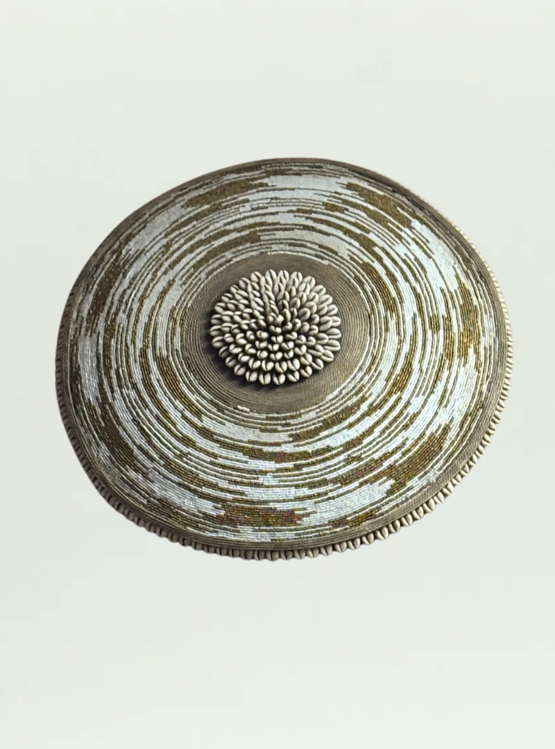 Gold and White Beaded Shield