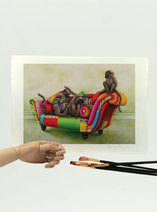 Baboons at Leisure A4 Print