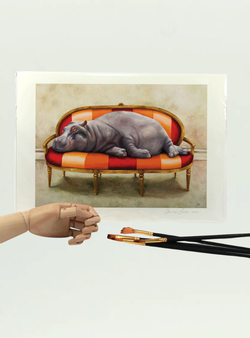 Hippo at Leisure A4 Print