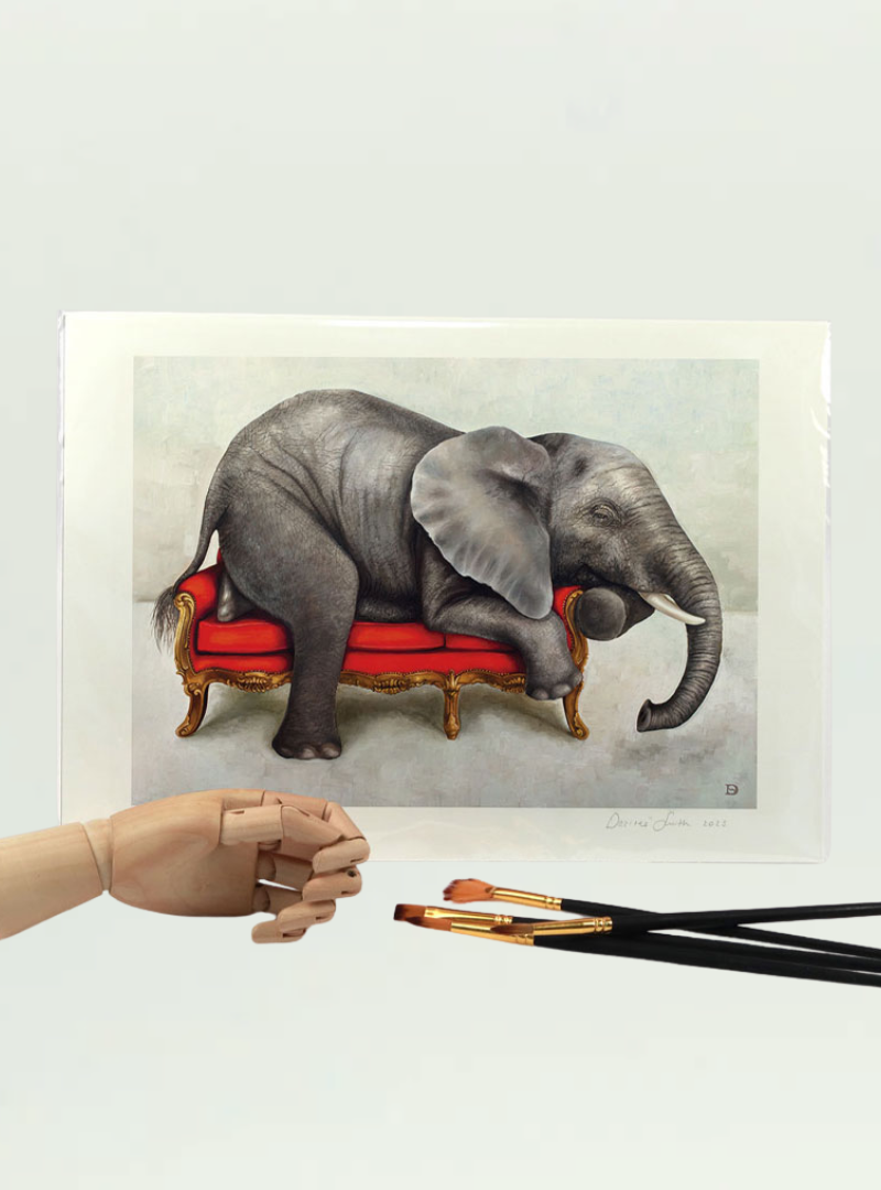 Elephant at Leisure A4 Print