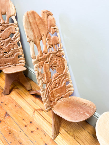 African Wooden Carved Chair