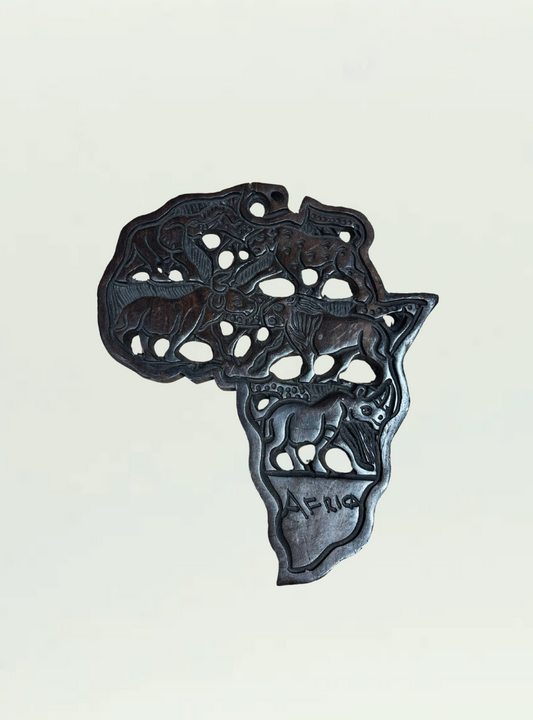 Africa Map Dark Wood