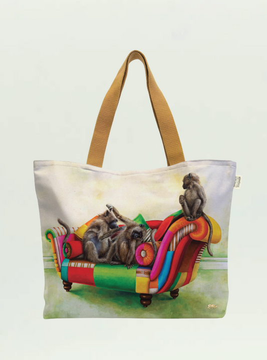 Baboons at Leisure Canvas Bag