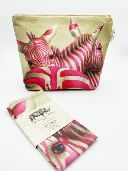 Whimsical Collection Pink Zebra Toiletry Bag