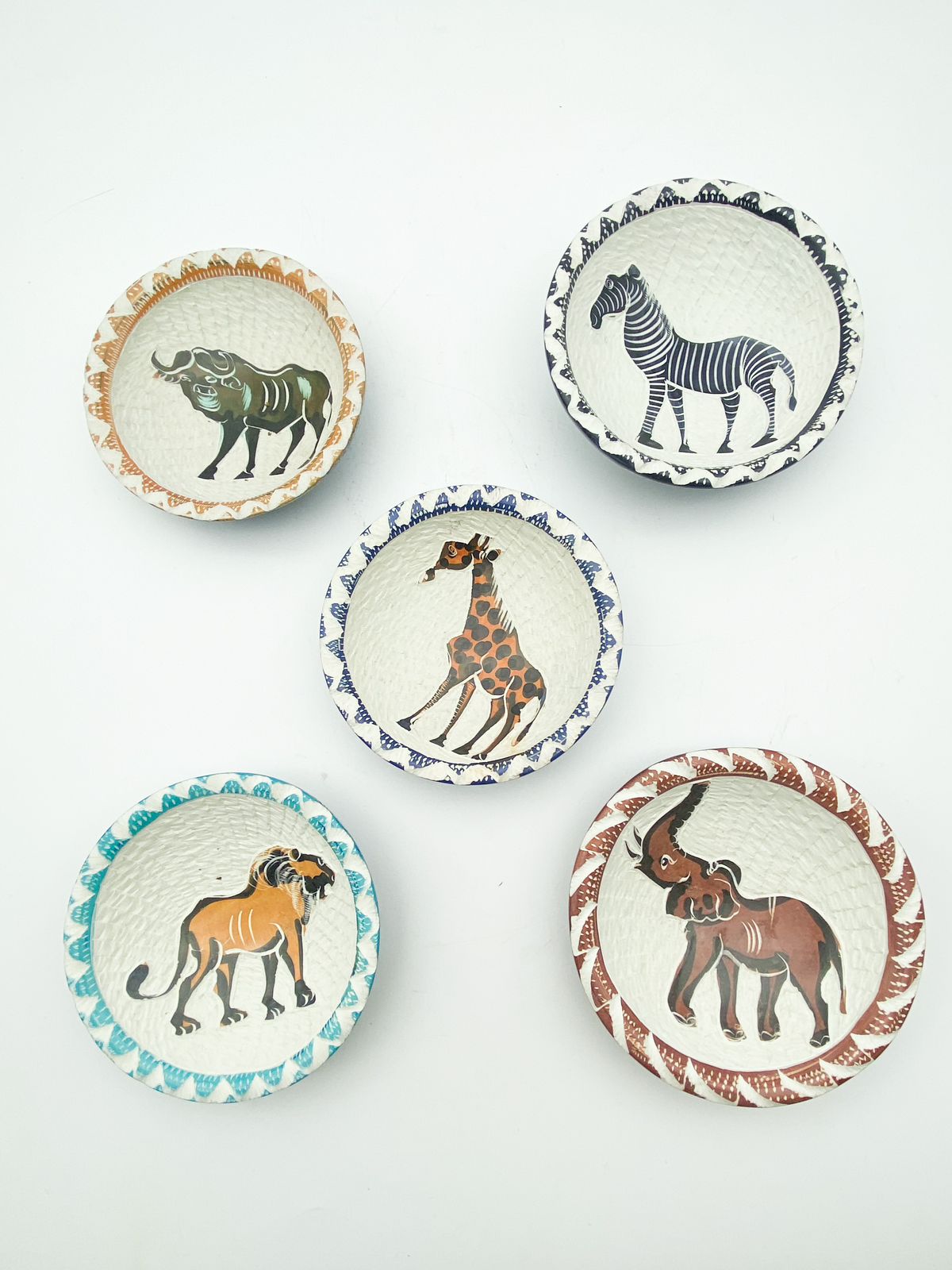 5 x Small Kisii Stones Bowls Various White