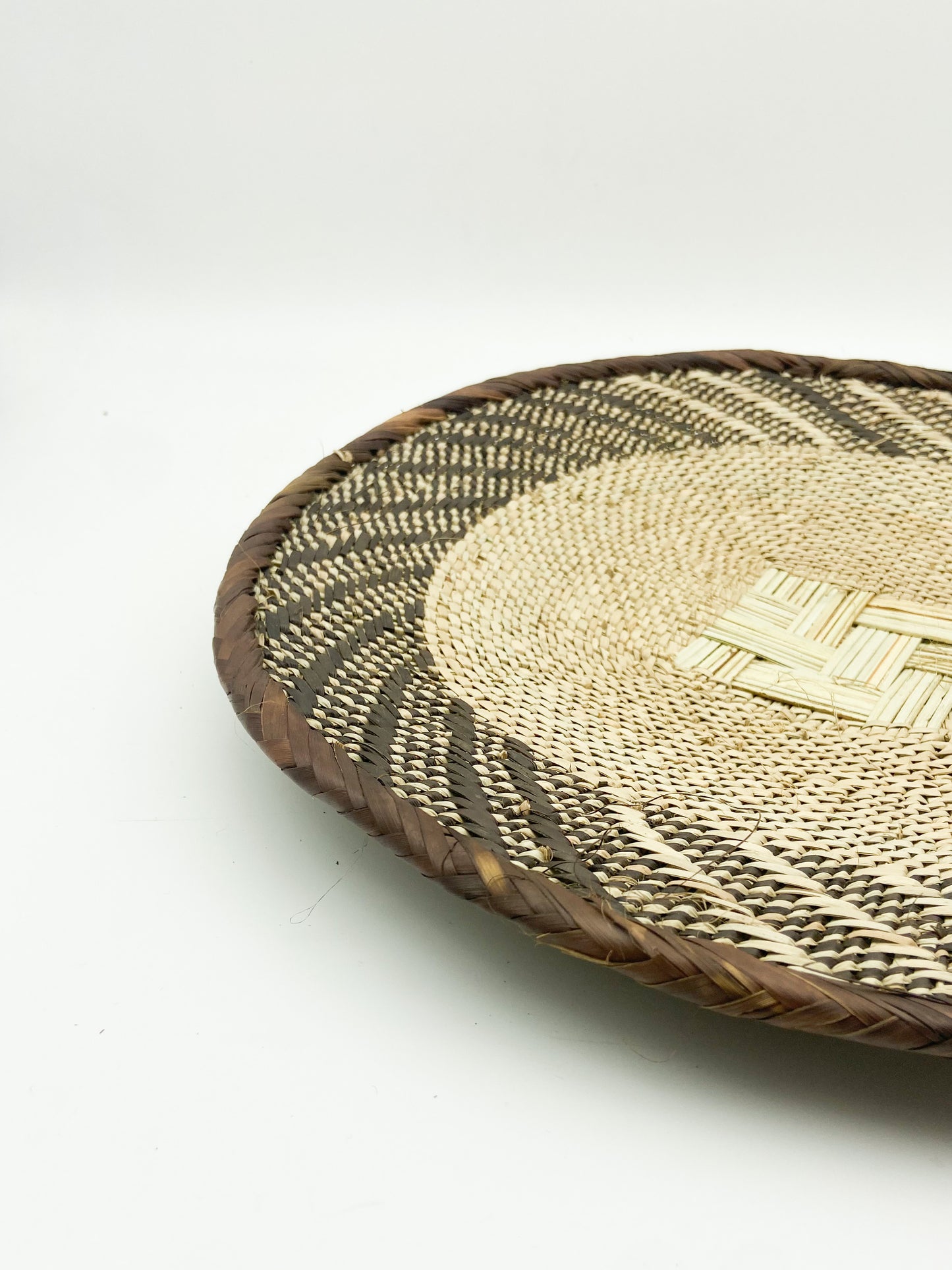 Natural Woven Basket Brown Rim