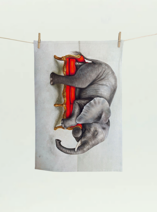 Elephant at Leisure Tea Towel