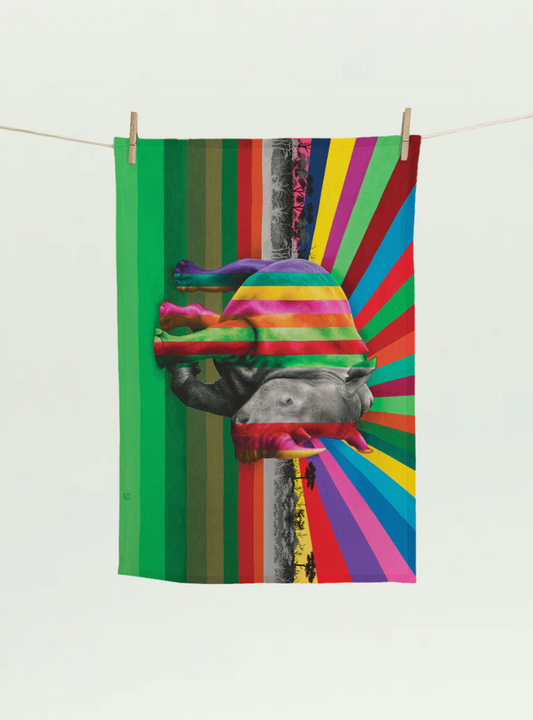 Rhino in Colour Tea Towel