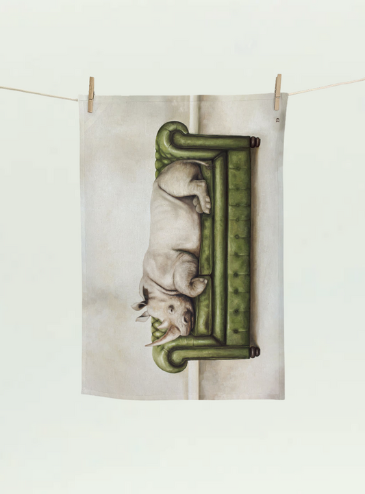 Rhino at Leisure Tea Towel