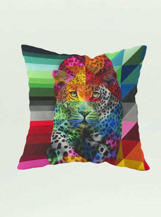 Leopard in Colour Pillow Cover