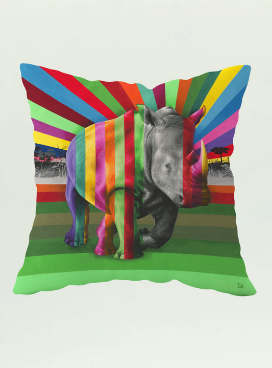 Rhino in Colour Pillow Cover