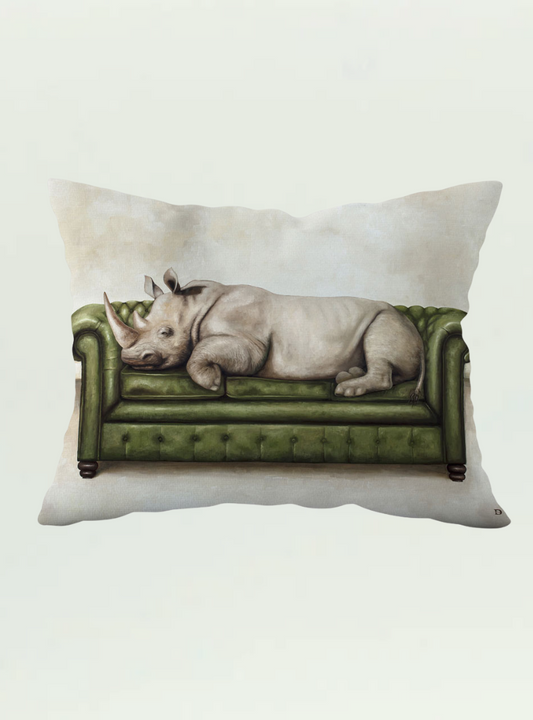 Rhino at Leisure Pillow Cover