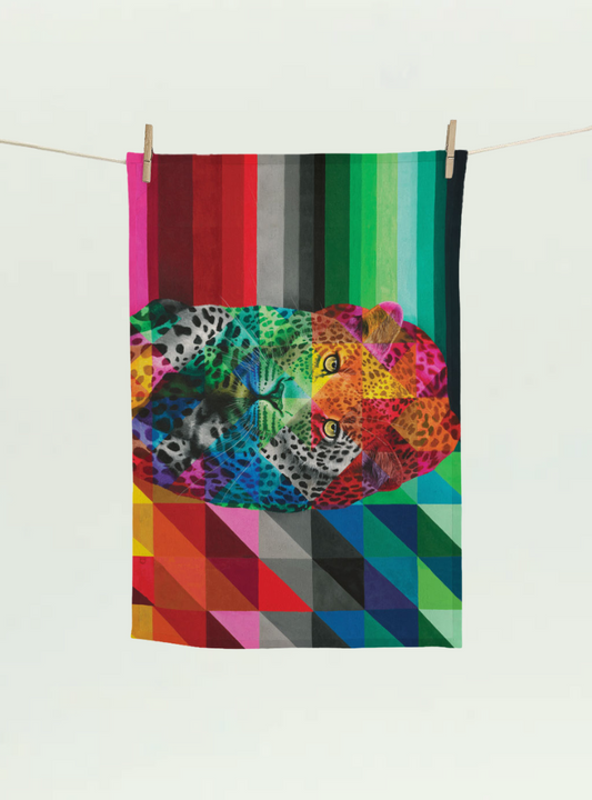 leopard in Colour Tea Towel