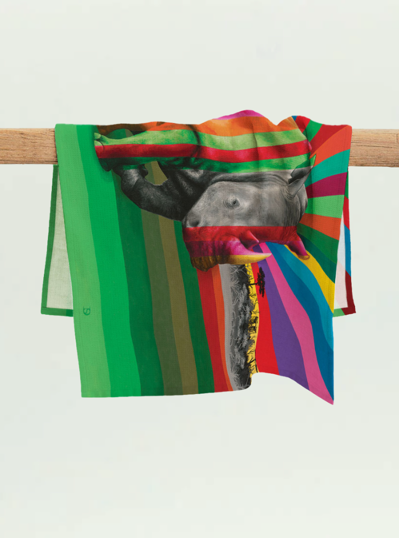 Rhino in Colour Tea Towel