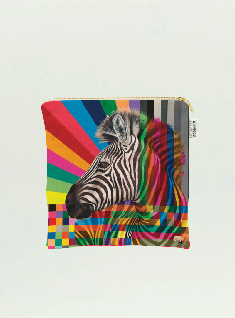 Zebra in Colour Small Zip Bag