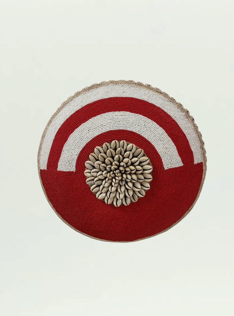 Red and White Beaded Shield