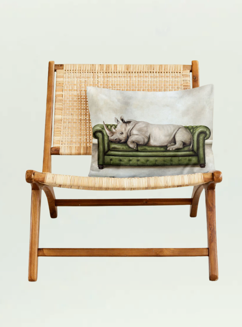 Rhino at Leisure Pillow Cover