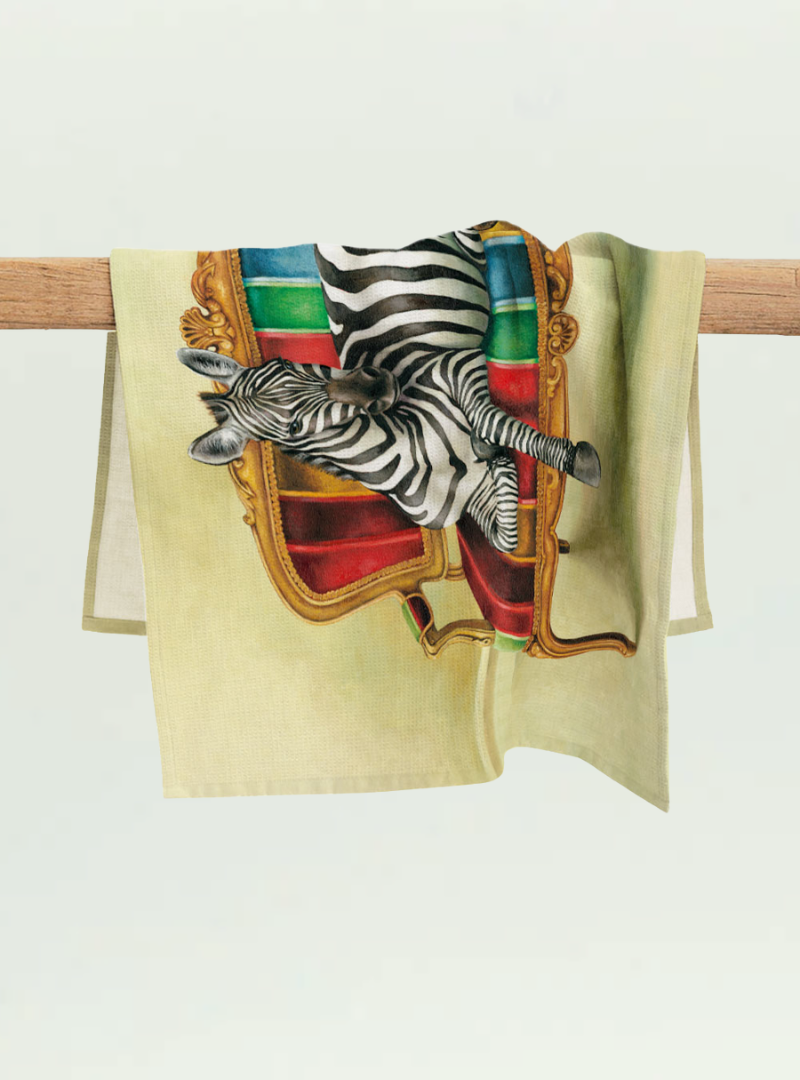 Zebra at Leisure Tea Towel