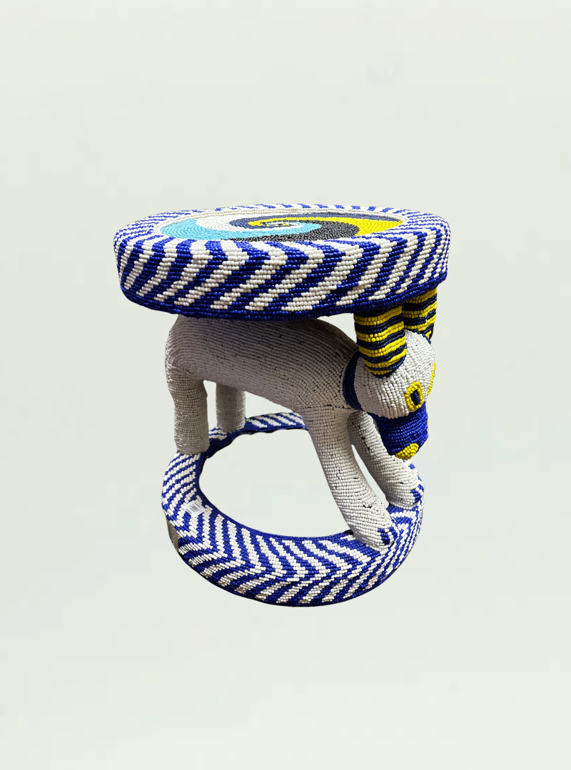 Beaded Blue Stool