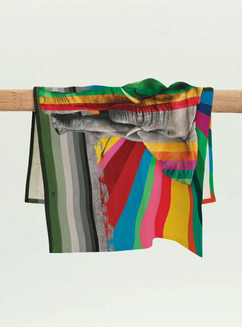 Elephant in Colour Tea Towel